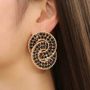 Women's Black Copper Circle Earrings